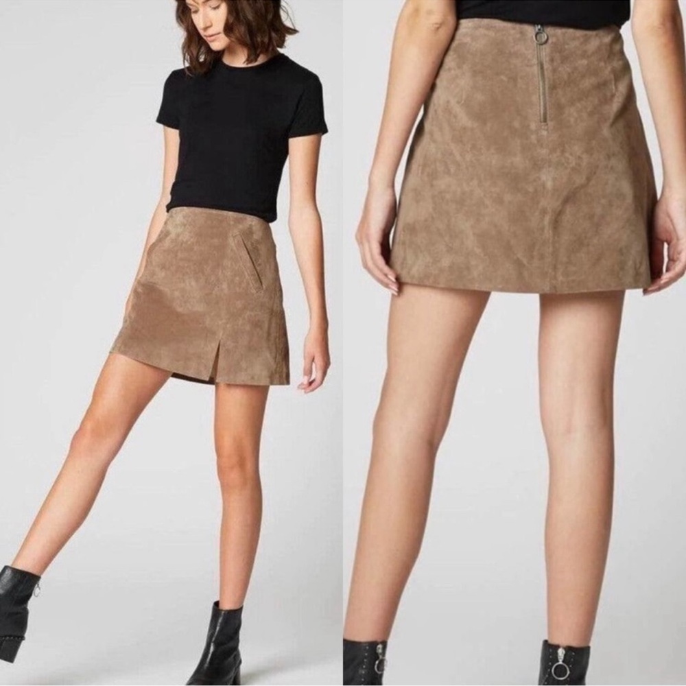 BLANK NYC Tan Suede Leather Mini Skirt Size 30